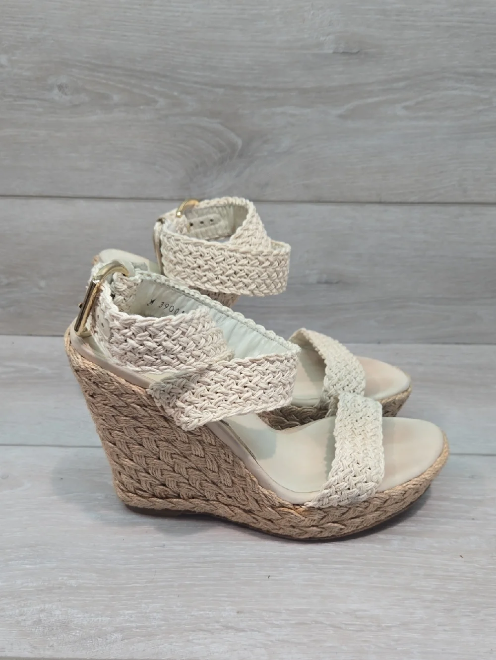 Stuart Weitzman Women Woven Espadrille Wedge Sandals Shoes Sz 7.5M - Picture 2 of 12